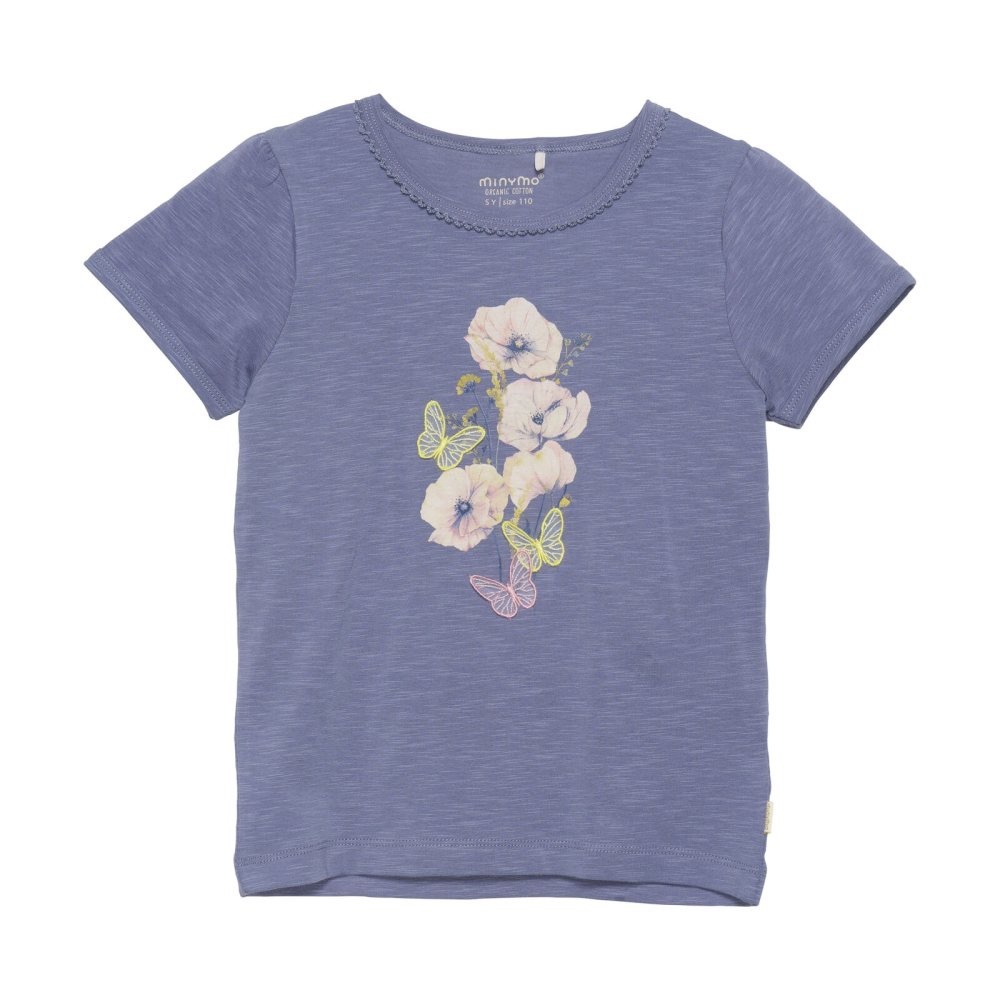 NWT MinyMo Purple Baby Tee with Floral Print - 24M